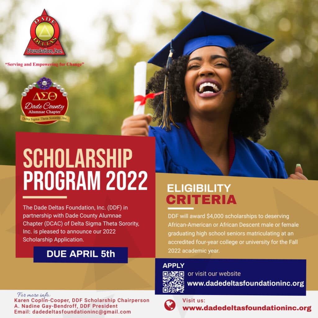 Dade Deltas Foundation, Inc. – 2022 Scholarship Application – Dade ...